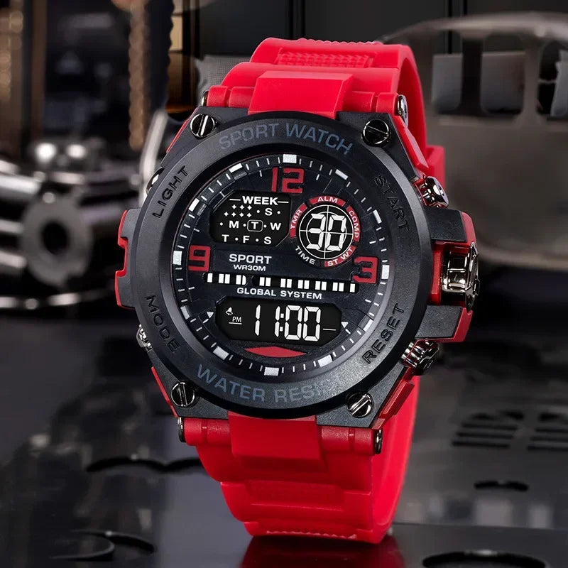 Montre Sport Digitale YIKAZE A69270 — Grand Cadran 56mm, LED, Chronomètre, Alarme, 3 ATM