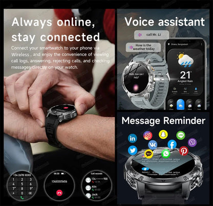 Montre Connectée Sport Militaire AK87 — AMOLED 1,7", GPS, NFC, Étanche IP68, Batterie 1000 mAh, 100 Jours | TechNova X