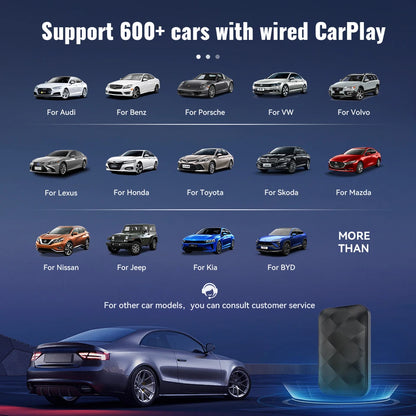 XUDA Android14 sans fil CarPlay/Android Auto 3in1 nouveau CarPlay Ai Box 4 cœurs 4GB RAM + 64GB ROM Plug and Play Transmission Stable