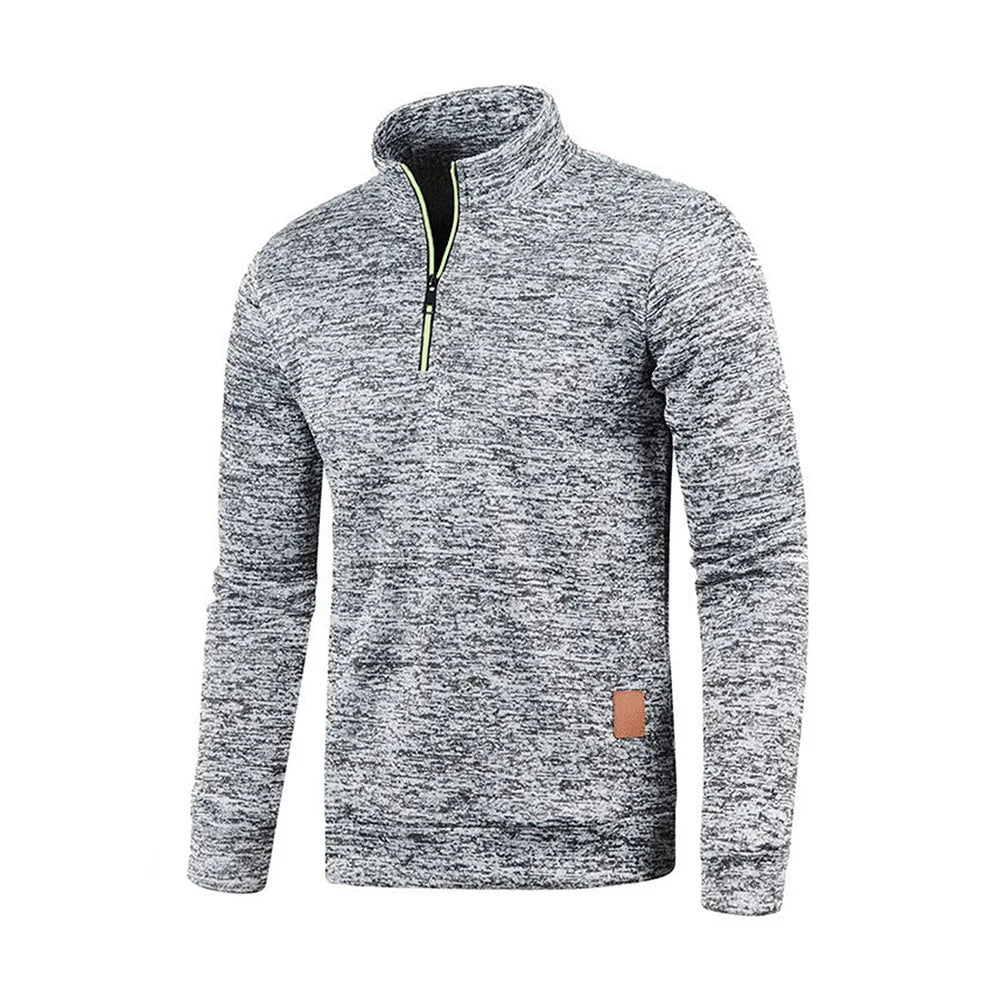 Pull à col roulé avec fermeture éclair pour homme, sweat-shirt d'extérieur, pull à demi-fermeture éclair, vêtements solides, PVD, printemps, automne