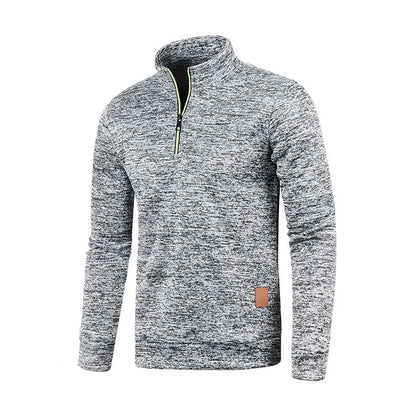 Pull à col roulé avec fermeture éclair pour homme, sweat-shirt d'extérieur, pull à demi-fermeture éclair, vêtements solides, PVD, printemps, automne
