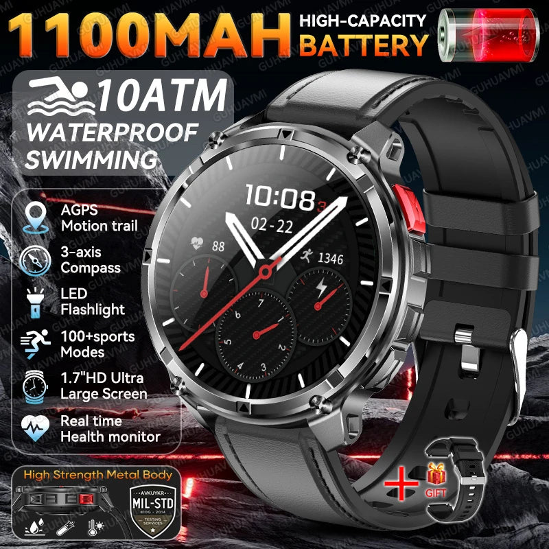 Smartwatch GPS GUHUAVMI T-Rex3 Pro 2026 — AMOLED 1,7", Batterie 1100mAh, 10 ATM, 100+ Modes Sport