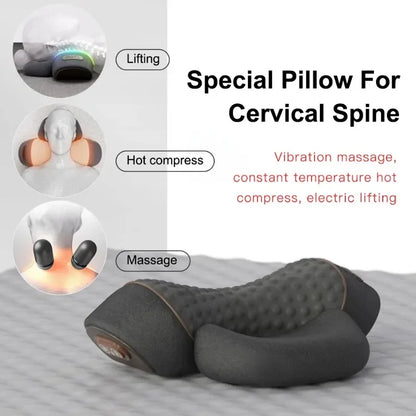 Electric Neck Massager Pillow Cervical Stretcher Heating Vibration Massage Back Orthopedic Traction Sleeping Pillows Support