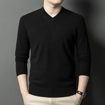Nouveaux pulls hommes col en V basique couleur unie chandails col rond élastique pulls chaud automne tricoté surdimensionné pull hommes