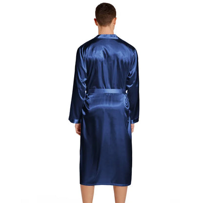 Kimono Peignoir Satin Homme — Robe de Chambre Ample Col en V