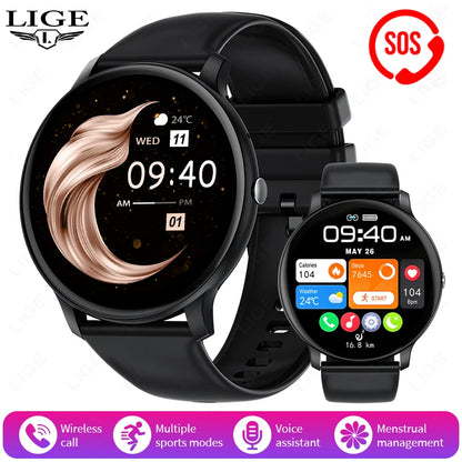 Smartwatch LIGE 2025 — Bluetooth 5.3, Écran 1,39", Santé 24h, IP68