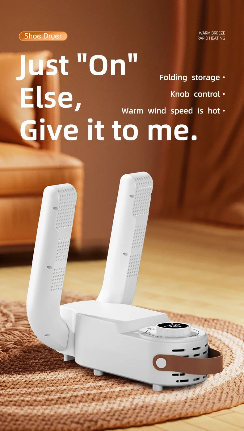 Sèche-Chaussures Intelligent 150W — Minuterie, Séchage Rapide, Désodorisant & Stérilisant