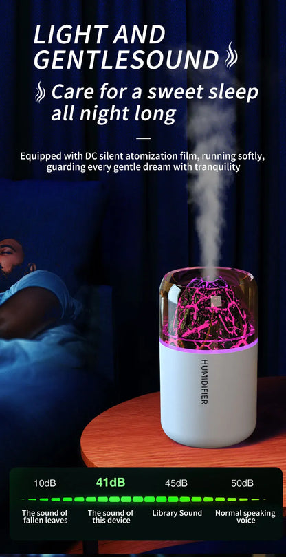Diffuseur Aromathérapie USB Volcanique — Humidificateur & Veilleuse Colorée