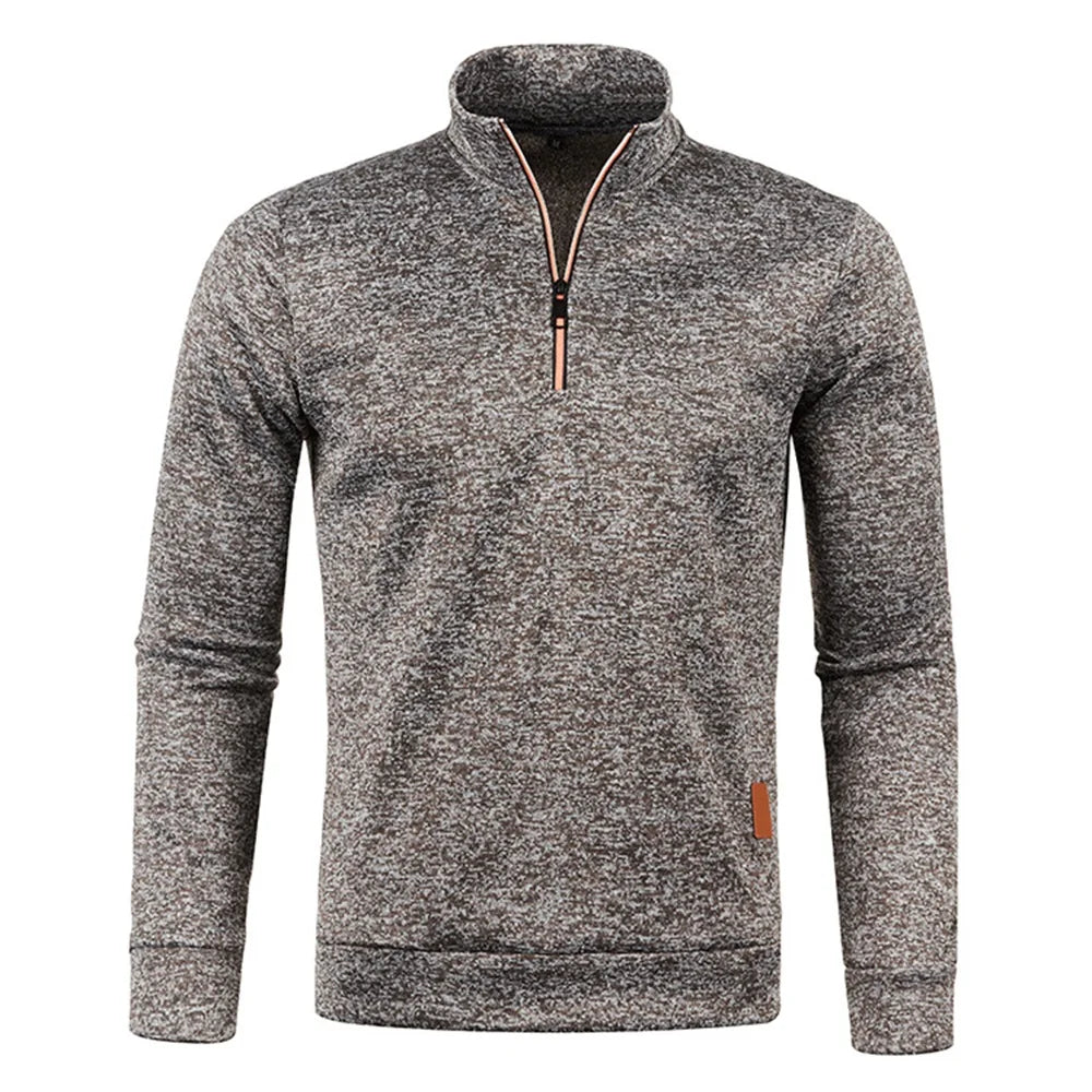 Pull à col roulé avec fermeture éclair pour homme, sweat-shirt d'extérieur, pull à demi-fermeture éclair, vêtements solides, PVD, printemps, automne