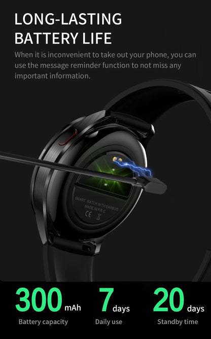 Montre Connectée 2-en-1 avec Écouteurs TWS Intégrés — Écran 1,39", IP67, BT 5.0, Suivi Santé Complet, 3 Coloris | TechNova X