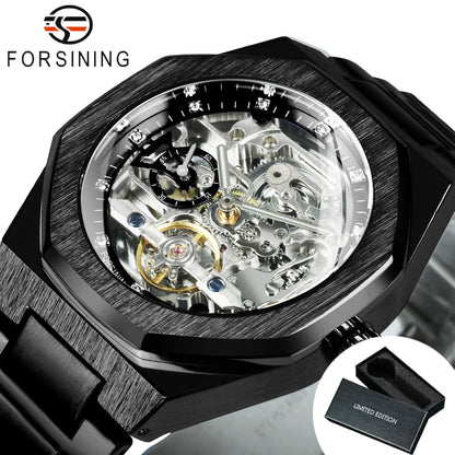 Montre Mécanique Automatique Homme FORSINING FS100 — Squelette Lumineux, Acier Inoxydable, Verre Hardlex, 6 Coloris | TechNova X