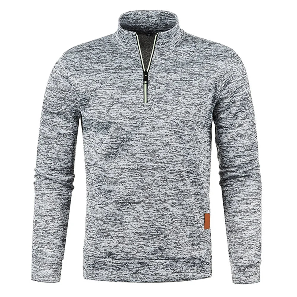 Pull à col roulé avec fermeture éclair pour homme, sweat-shirt d'extérieur, pull à demi-fermeture éclair, vêtements solides, PVD, printemps, automne