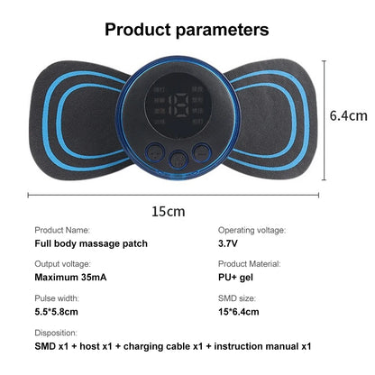 EMS Neck Massager, Mini Cervical Back Muscle Pain Relief Patch, Stimulator Mat, Portable Leg Body Healthcare Tool