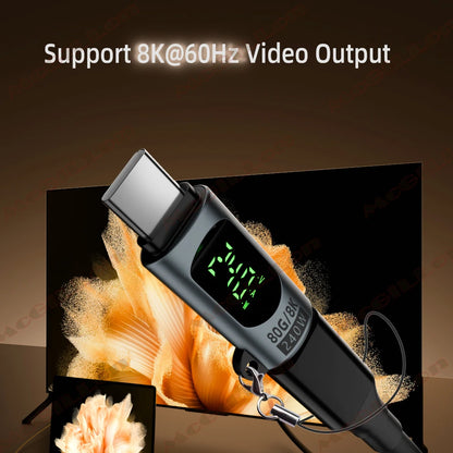 Adaptateur USB 4.0 Type C avec affichage numérique PD240W 80Gbps 8K @ 60Hz, adaptateur USB C mâle vers femelle pour Macbook iPhone Samsung Xiaomi