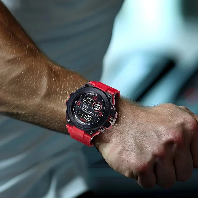 Montre Sport Digitale YIKAZE A69270 — Grand Cadran 56mm, LED, Chronomètre, Alarme, 3 ATM