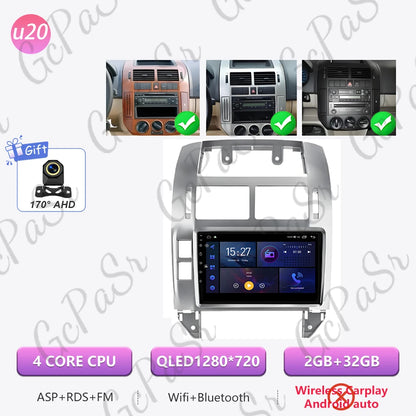 Autoradio Android 16 pour Volkswagen VW Polo MK4 6Q 9N 9N3 2004-2009 Lecteur multimédia Stéréo auto WiFi Navigation autoradio 4G