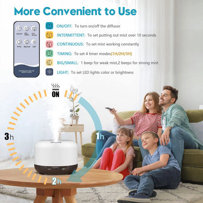 Diffuseur Arômes Design Bois 500ml — Télécommande, USB 5V & 4 Finitions Premium