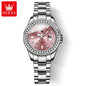Montre Femme Quartz OLEVS 9945 — Cadran Diamant Lumineux, Acier Inoxydable, Date, 3 ATM