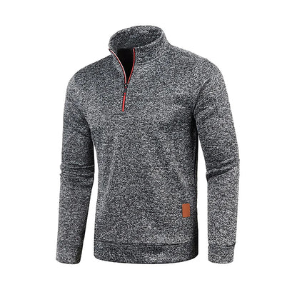 Pull à col roulé avec fermeture éclair pour homme, sweat-shirt d'extérieur, pull à demi-fermeture éclair, vêtements solides, PVD, printemps, automne