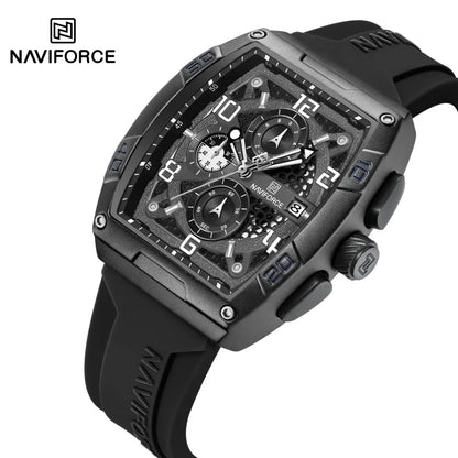 Montre Quartz Sport Homme NAVIFORCE NF8052 — Grand Cadran 44 mm, Chronographe, Aiguilles Lumineuses, Bracelet Silicone, 13 Coloris | TechNova X