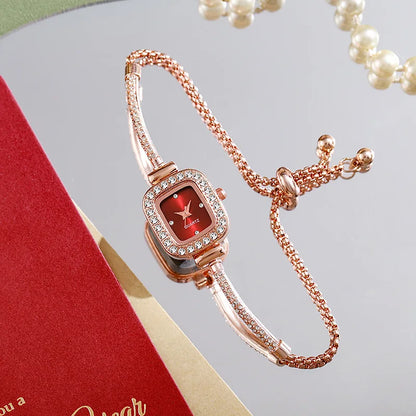 Montre Femme Quartz Cristal MOONBIFFY — Bracelet Cuir, Cadran Orné de Cristaux, 5 Coloris