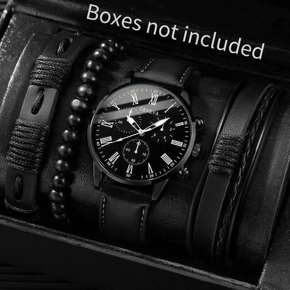 Montre Homme Quartz — Cadran Chiffres Romains + 3-4 Bracelets Interchangeables Cuir & Nylon