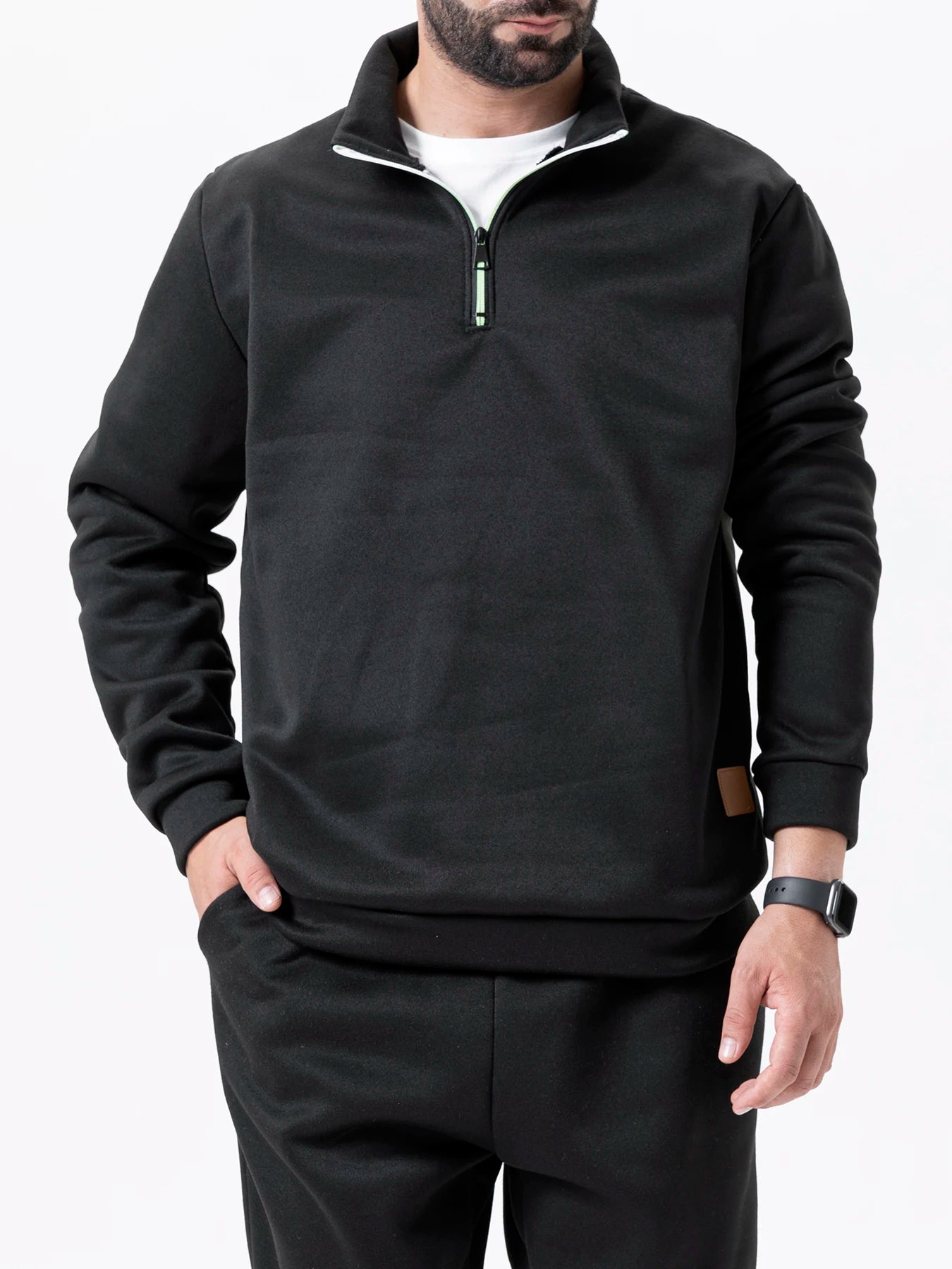 Pull à col roulé avec fermeture éclair pour homme, sweat-shirt d'extérieur, pull à demi-fermeture éclair, vêtements solides, PVD, printemps, automne