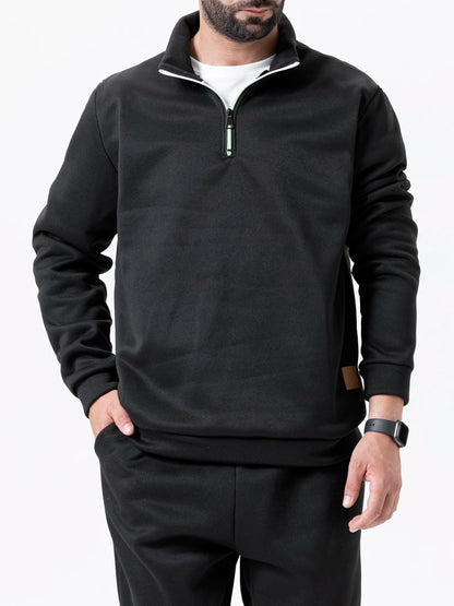 Pull Col Roulé Homme — Demi-Fermeture Éclair | Polyester Tricoté | Couleur Unie | Printemps Automne | 6 Coloris | M à 4XL