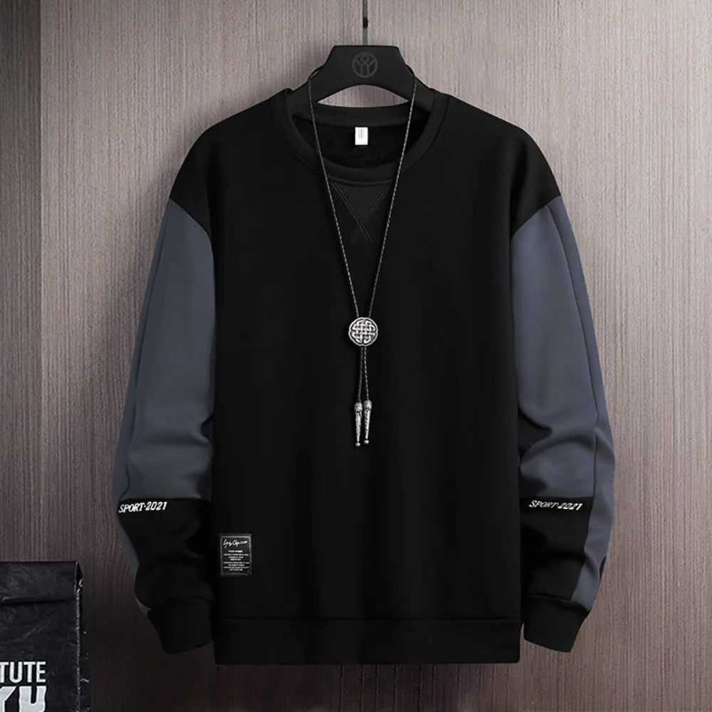 Sweat-shirt Homme Col Rond — Coupe Ample | Motif Patchwork | Style Décontracté | 4 Saisons | 3 Coloris | M–5XL