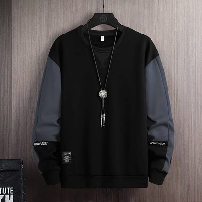 Sweat-shirt Homme Col Rond — Coupe Ample | Motif Patchwork | Style Décontracté | 4 Saisons | 3 Coloris | M–5XL