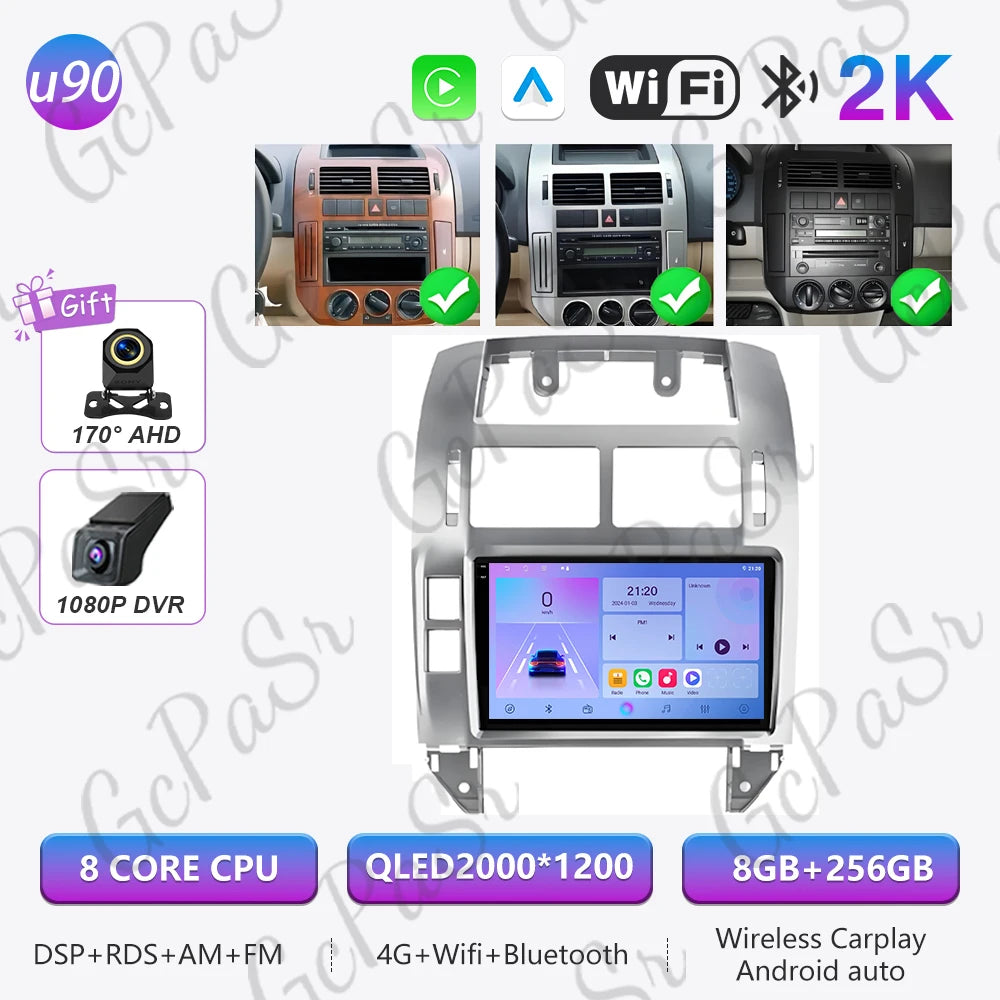 Autoradio Android 16 pour Volkswagen VW Polo MK4 6Q 9N 9N3 2004-2009 Lecteur multimédia Stéréo auto WiFi Navigation autoradio 4G