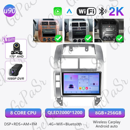 Autoradio Android 16 pour Volkswagen VW Polo MK4 6Q 9N 9N3 2004-2009 Lecteur multimédia Stéréo auto WiFi Navigation autoradio 4G