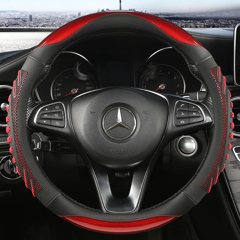 Housse de volant de voiture en nid d'abeille tridimensionnel, housse en cuir Durable avec doublure antidérapante universelle 14.5-15 pouces