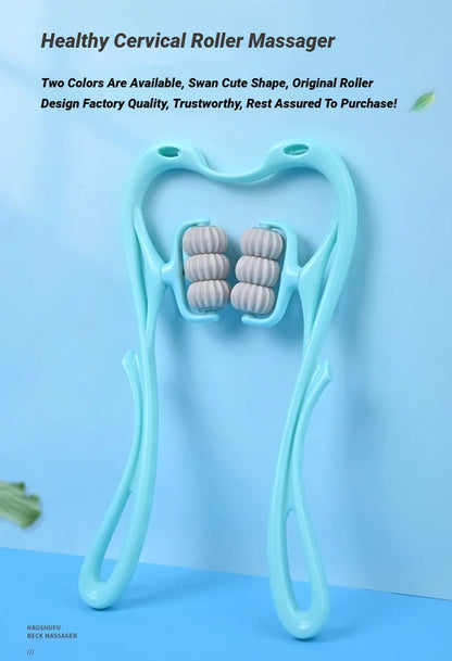 Manual massager for the spine, neck, shoulders, and back, handheld kneading massage device for at-home relaxation