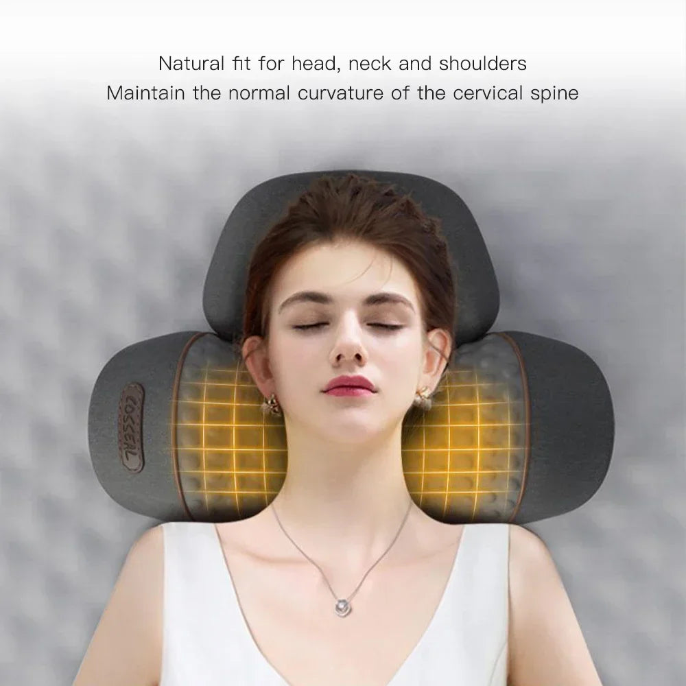 Electric Neck Massager Pillow Cervical Stretcher Heating Vibration Massage Back Orthopedic Traction Sleeping Pillows Support
