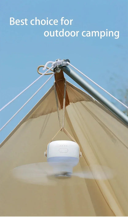 Ventilateur Plafond Portable Camping — LED, Télécommande, 4 Vitesses & Batterie 3600/7200mAh