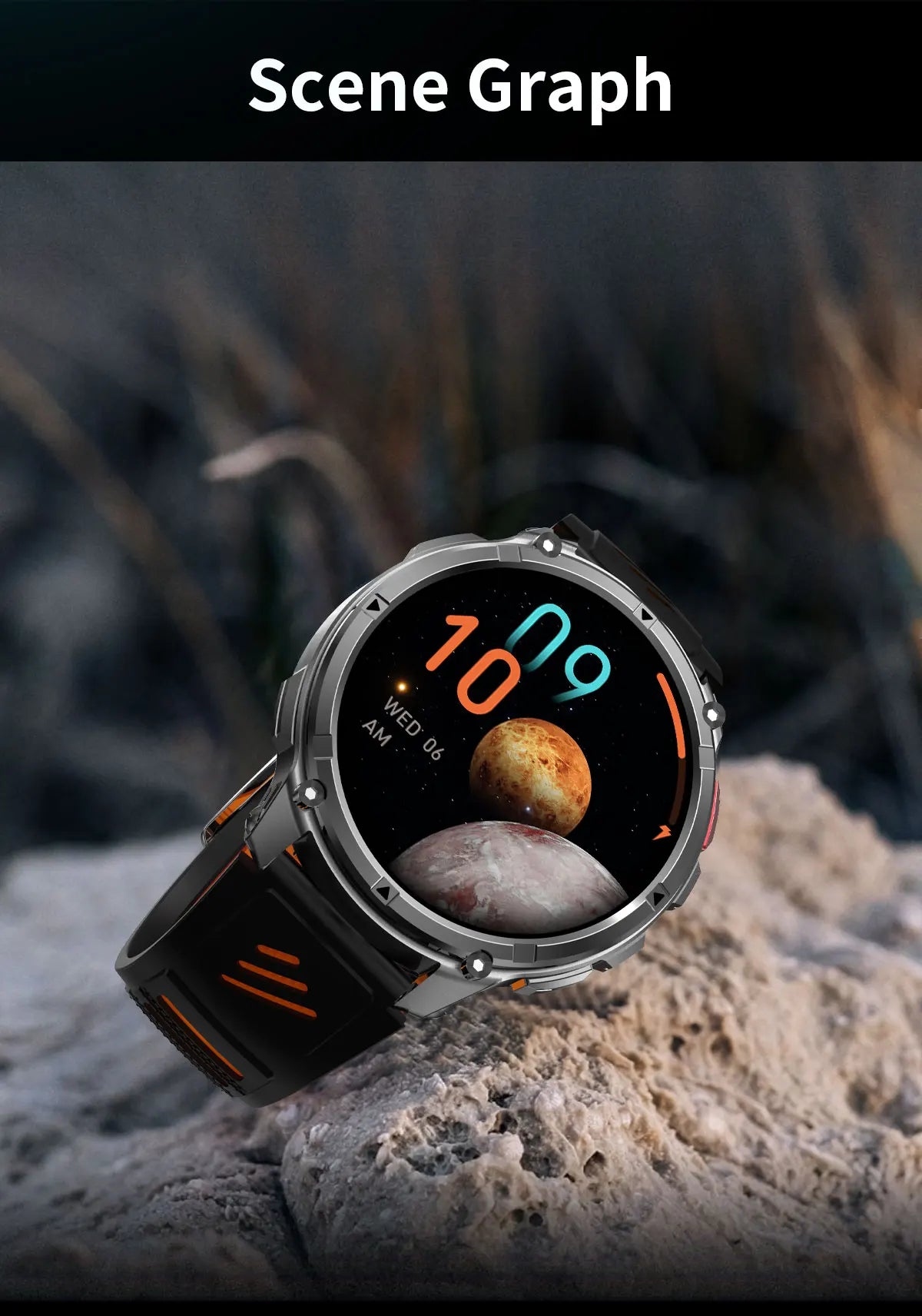 Smartwatch GUHUAVMI HT33 — AMOLED Saphir 1,7", Batterie 1100mAh, 100+ Sports, IP68