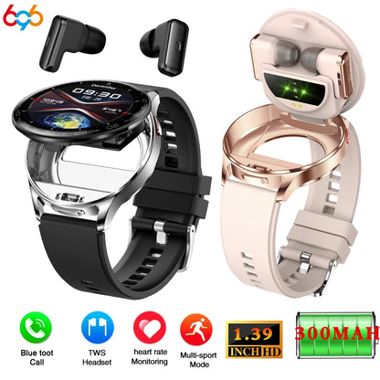Montre Connectée 2-en-1 avec Écouteurs TWS Intégrés — Écran 1,39", IP67, BT 5.0, Suivi Santé Complet, 3 Coloris | TechNova X