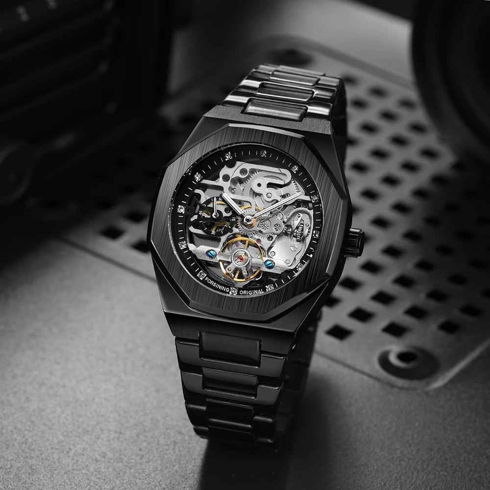 Montre Mécanique Automatique Homme FORSINING FS100 — Squelette Lumineux, Acier Inoxydable, Verre Hardlex, 6 Coloris | TechNova X