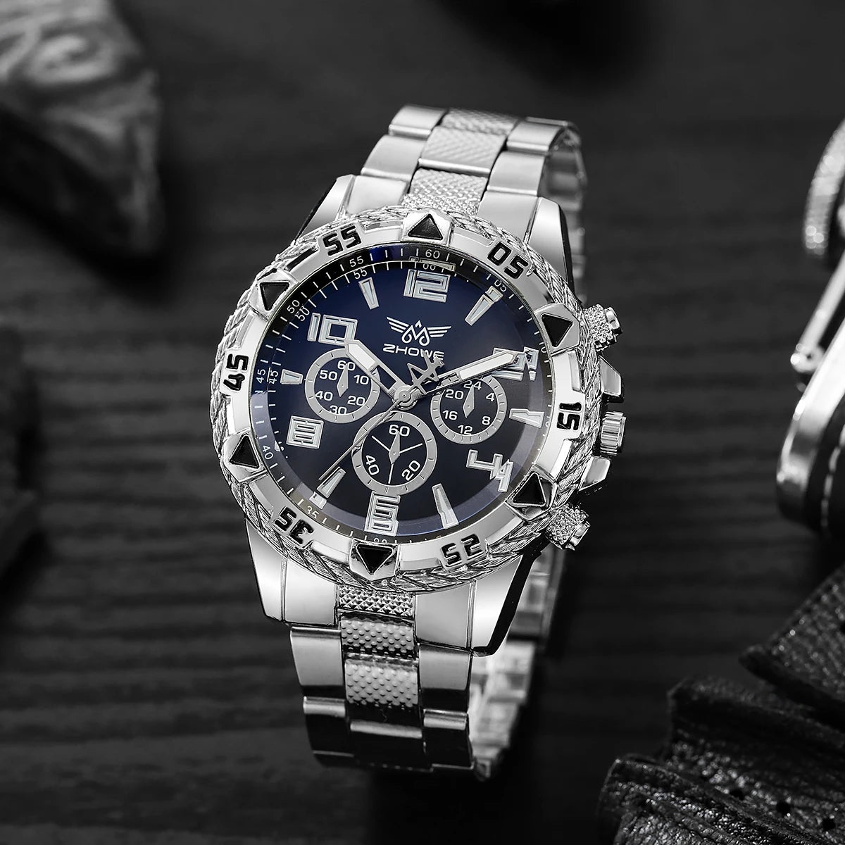 Montre Homme Quartz Grand Cadran — Bracelet Alliage Doré, Chiffres Arabes, Style Rock Luxe