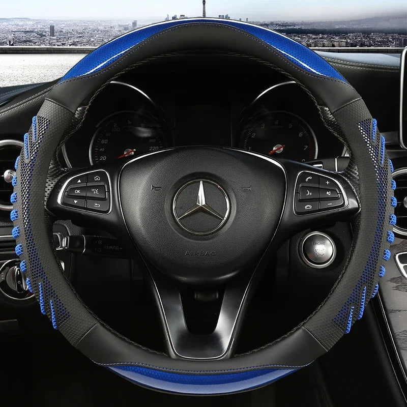 Housse de volant de voiture en nid d'abeille tridimensionnel, housse en cuir Durable avec doublure antidérapante universelle 14.5-15 pouces