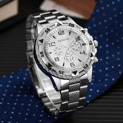 Lot 2 Montres Quartz Homme Business — Grand Cadran 45 mm, Boîtier Alliage, Chiffres Arabes, 4 Styles | TechNova X