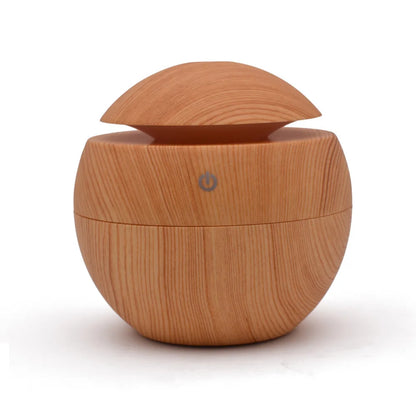 Humidificateur Sphérique Design Bois 130ml — Aromathérapie, 5h Autonomie & Micro-USB