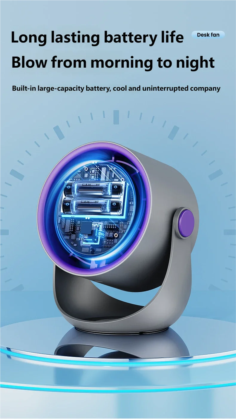 Ventilateur Mural Sans Perçage USB — Silencieux, Rechargeable & Circulation d'Air 360°
