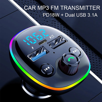 PD 18W transmetteur FM sans fil Bluetooth 5.0 Kit mains libres pour voiture double USB chargeur rapide modulateur Radio lecteur MP3 Support carte TF