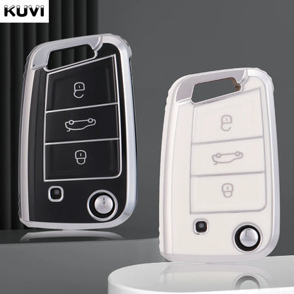 Juste de clé de voiture en TPU, porte-clés pour VW Volkswagen Golf 7, MK7, Tiguan MK2, RosemAteca, Valentine FR 2, Ibiza, Skoda Octavia, 3, 4 boutons