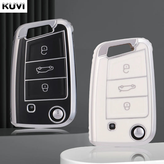 Juste de clé de voiture en TPU, porte-clés pour VW Volkswagen Golf 7, MK7, Tiguan MK2, RosemAteca, Valentine FR 2, Ibiza, Skoda Octavia, 3, 4 boutons