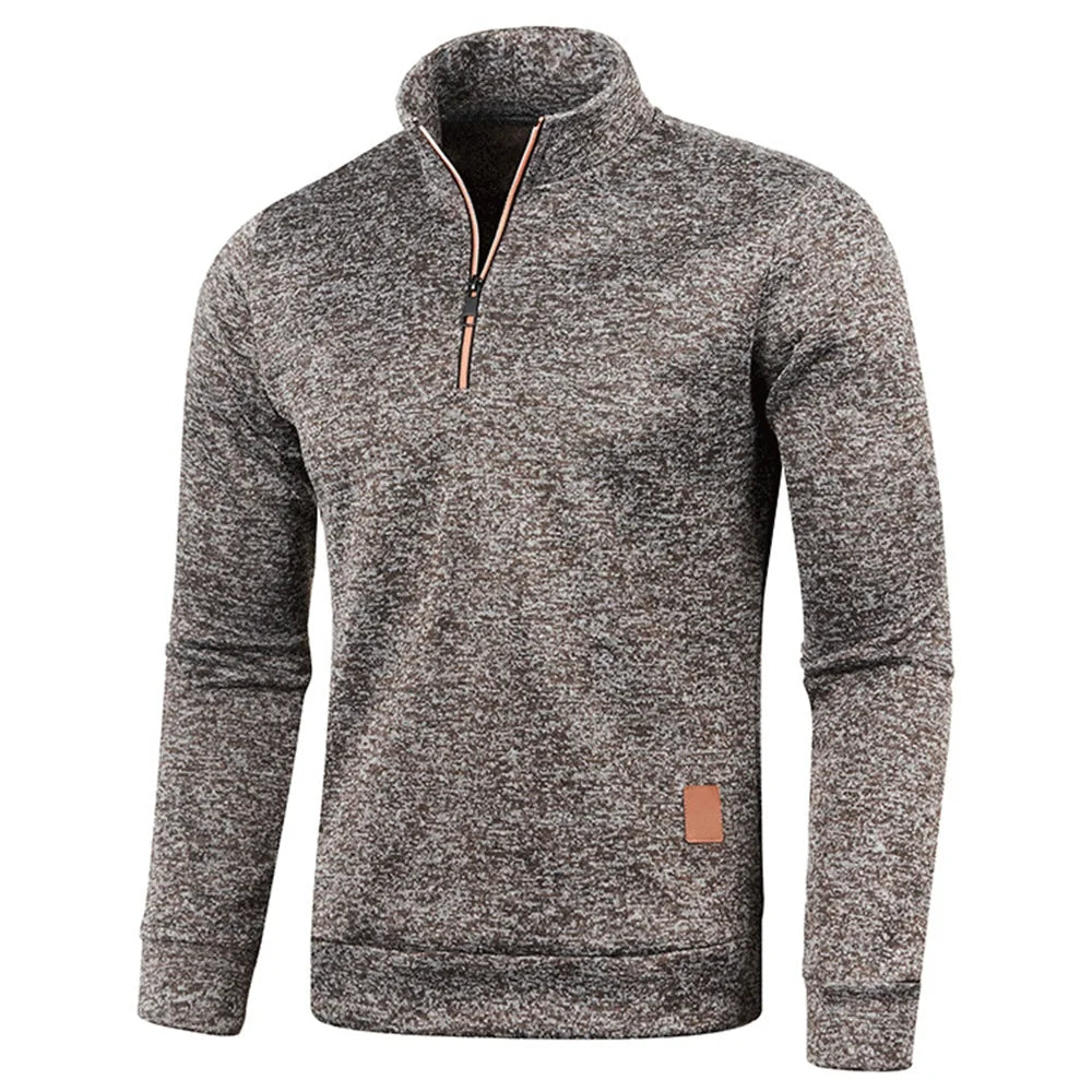 Pull à col roulé avec fermeture éclair pour homme, sweat-shirt d'extérieur, pull à demi-fermeture éclair, vêtements solides, PVD, printemps, automne