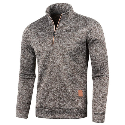 Pull à col roulé avec fermeture éclair pour homme, sweat-shirt d'extérieur, pull à demi-fermeture éclair, vêtements solides, PVD, printemps, automne
