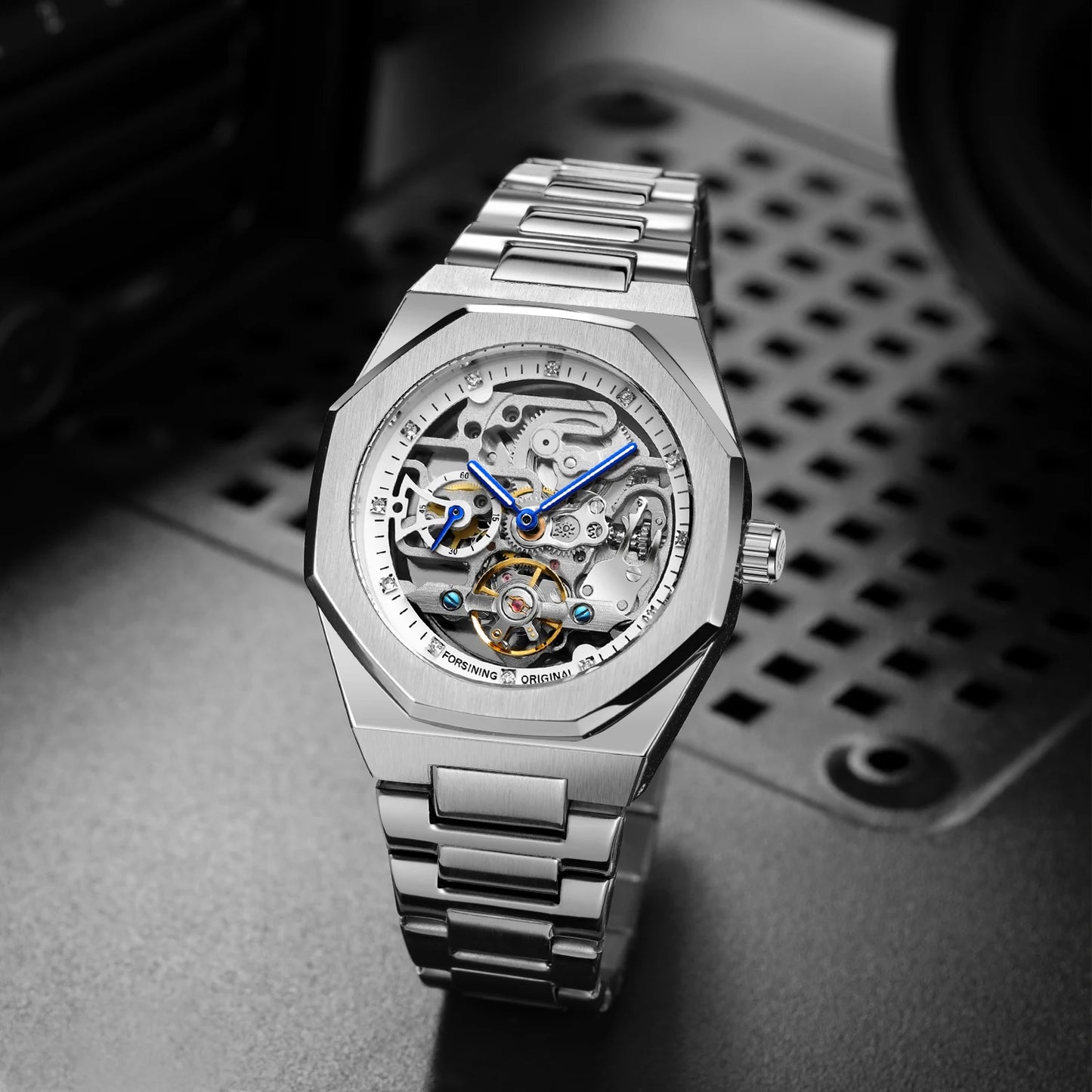 Montre Mécanique Automatique Homme FORSINING FS100 — Squelette Lumineux, Acier Inoxydable, Verre Hardlex, 6 Coloris | TechNova X